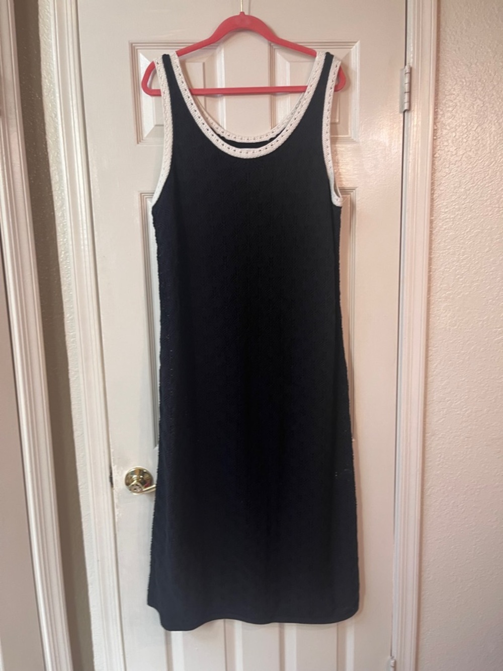 Nine West Black Knit Tank Dress with Cream Trim